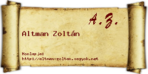 Altman Zoltán névjegykártya